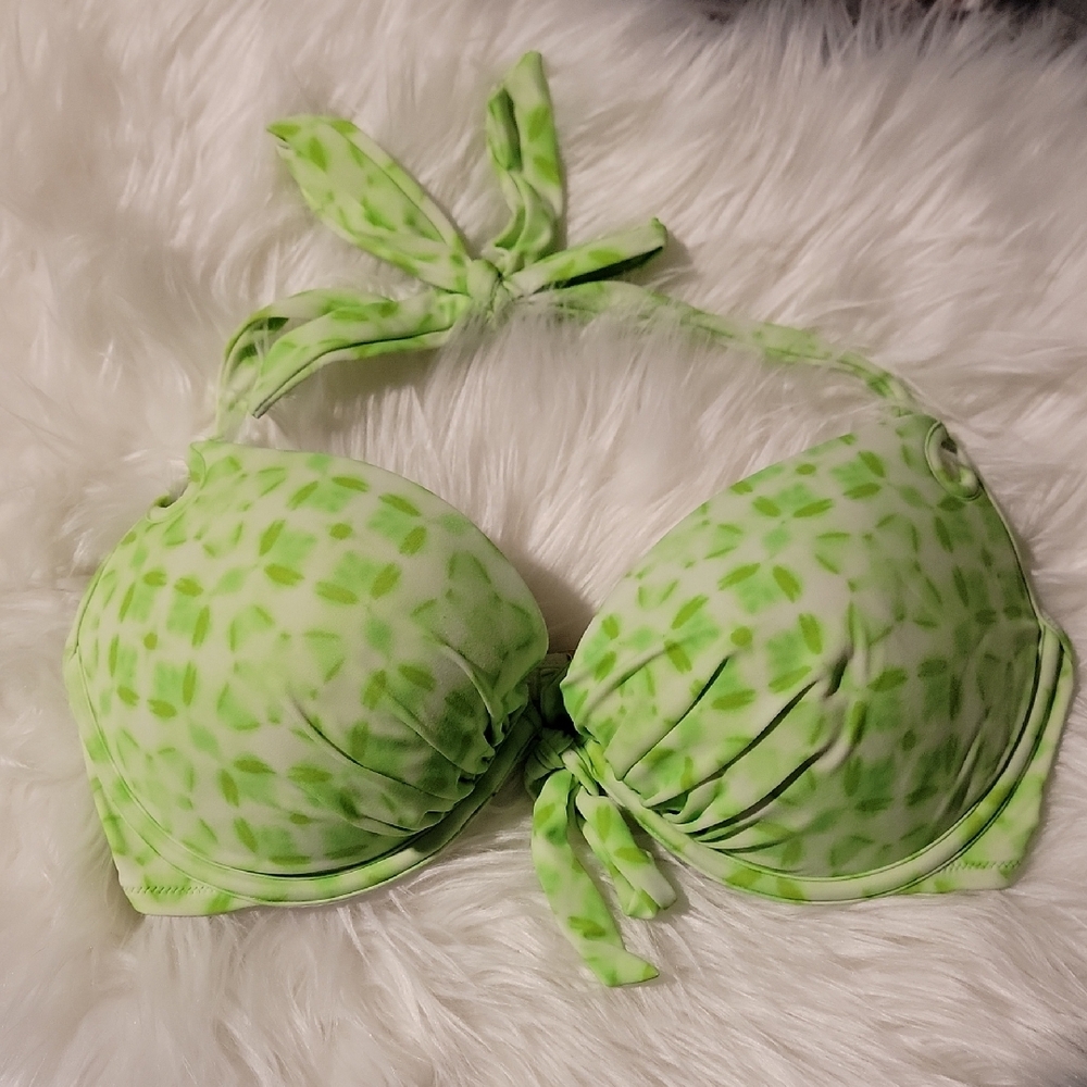Green Patterned Bikini Top